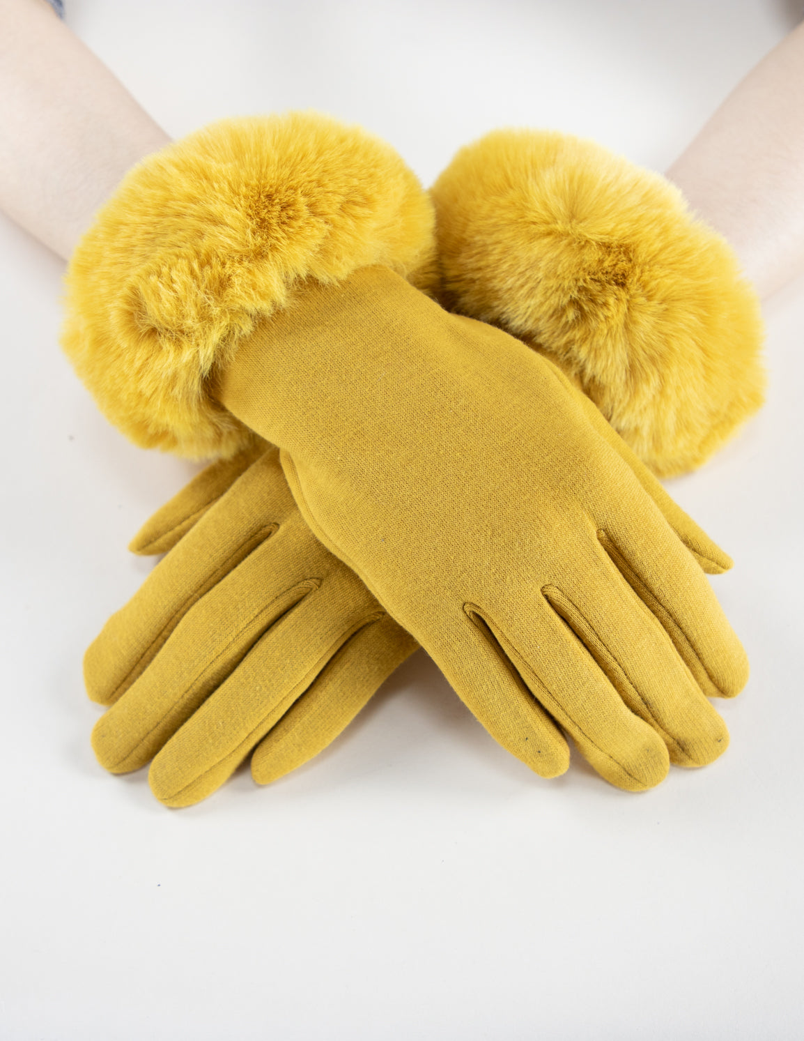 Faux Fur Cuff Touchscreen Gloves