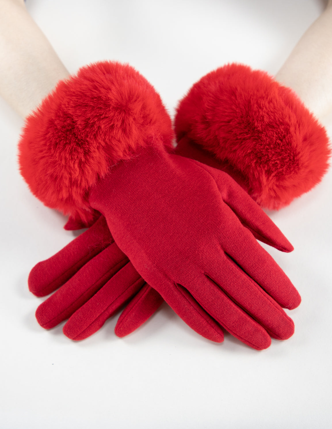 Faux Fur Cuff Touchscreen Gloves