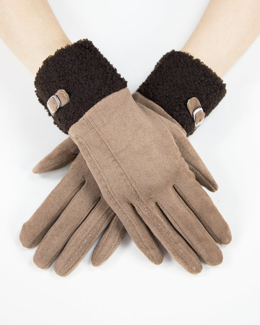 Sherpa Cuff Suede Gloves