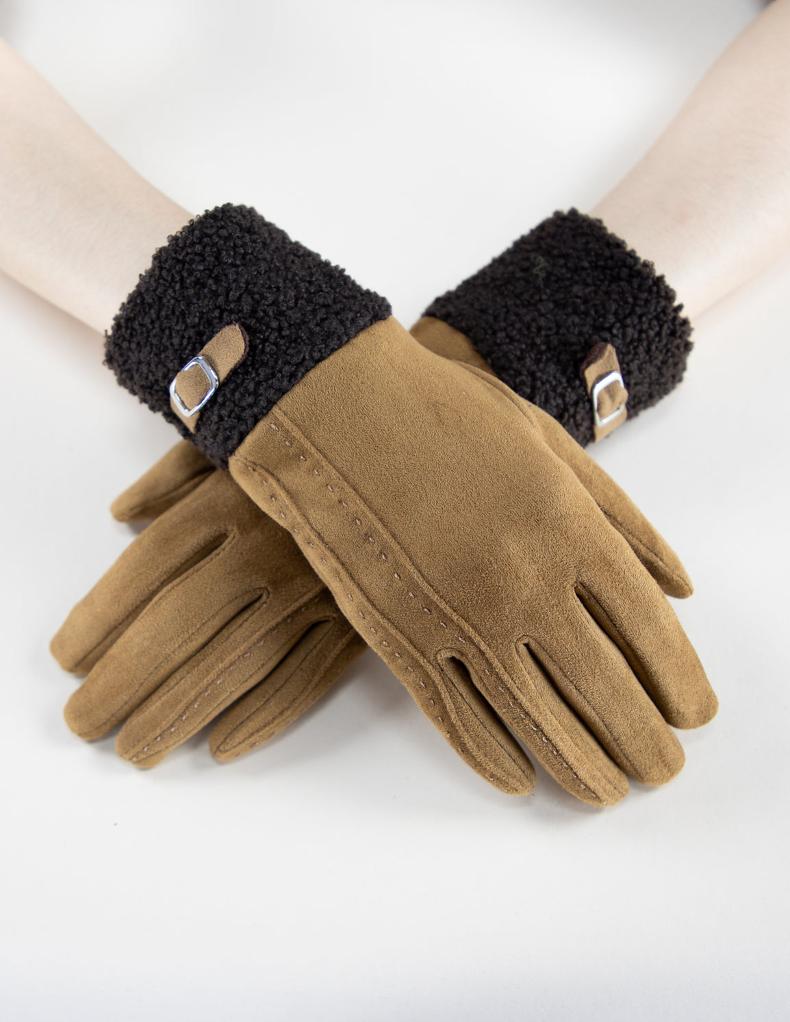 Sherpa Cuff Suede Gloves