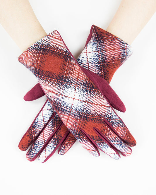 Diagonal Plaid Gloves