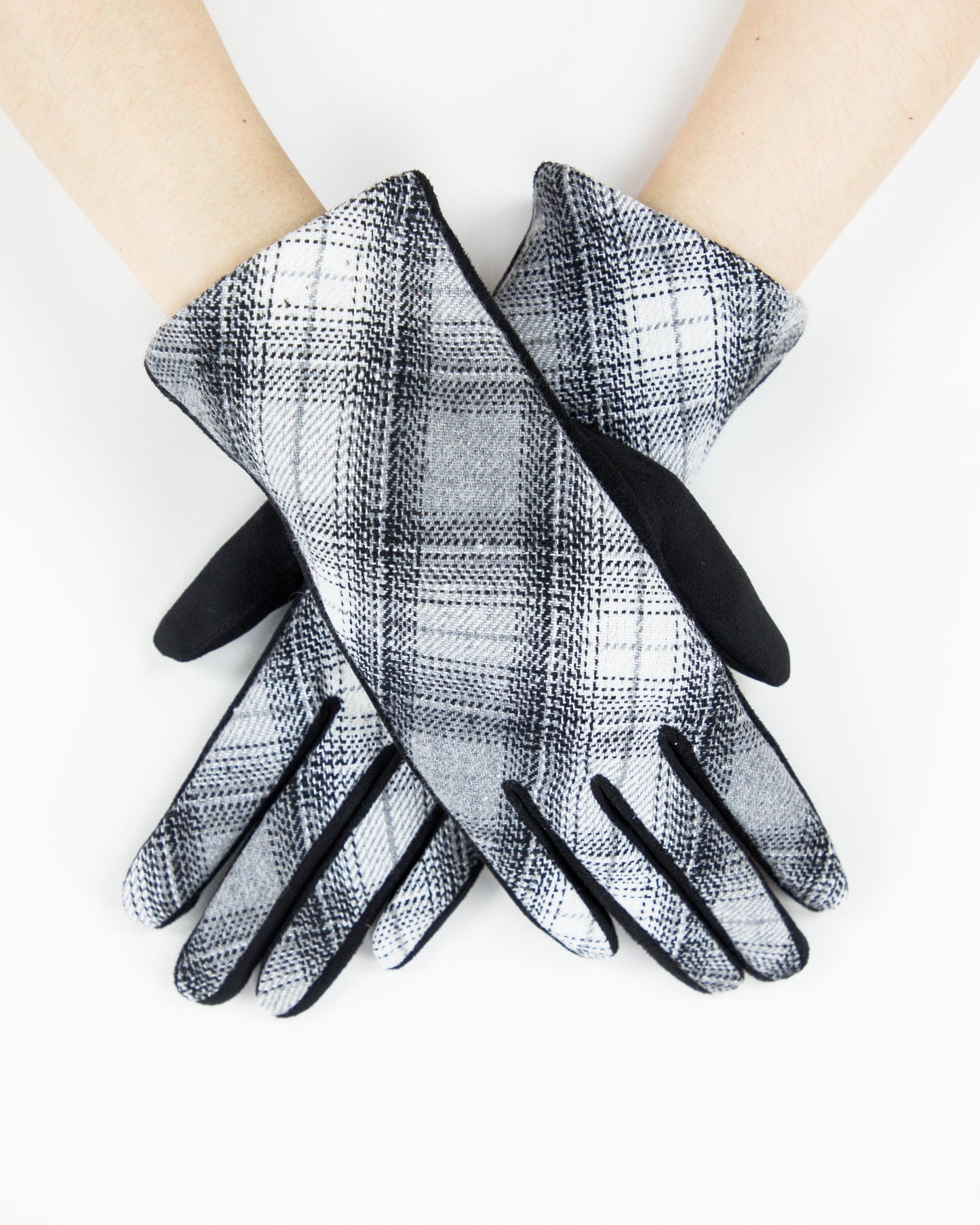 Diagonal Plaid Gloves