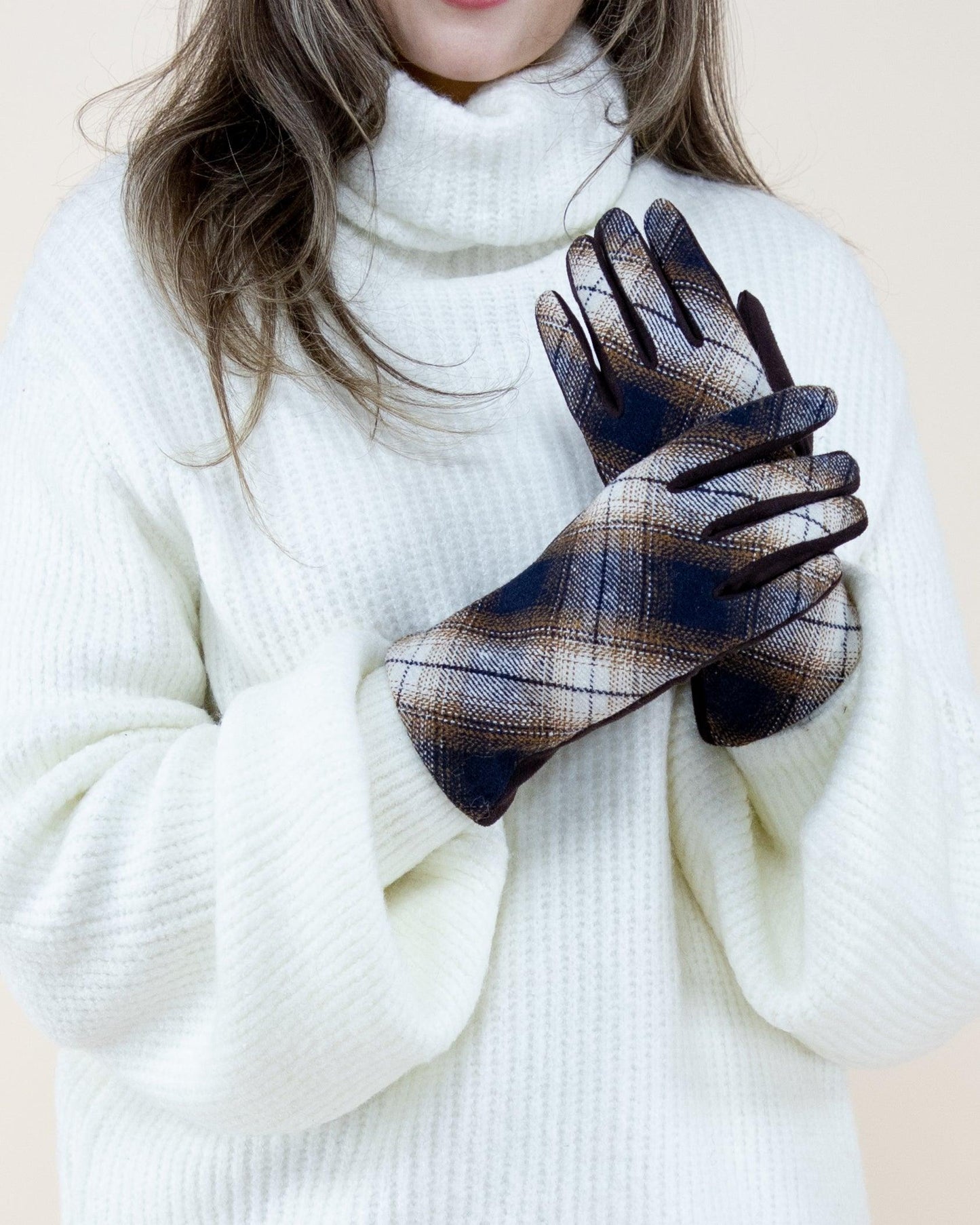 Diagonal Plaid Gloves