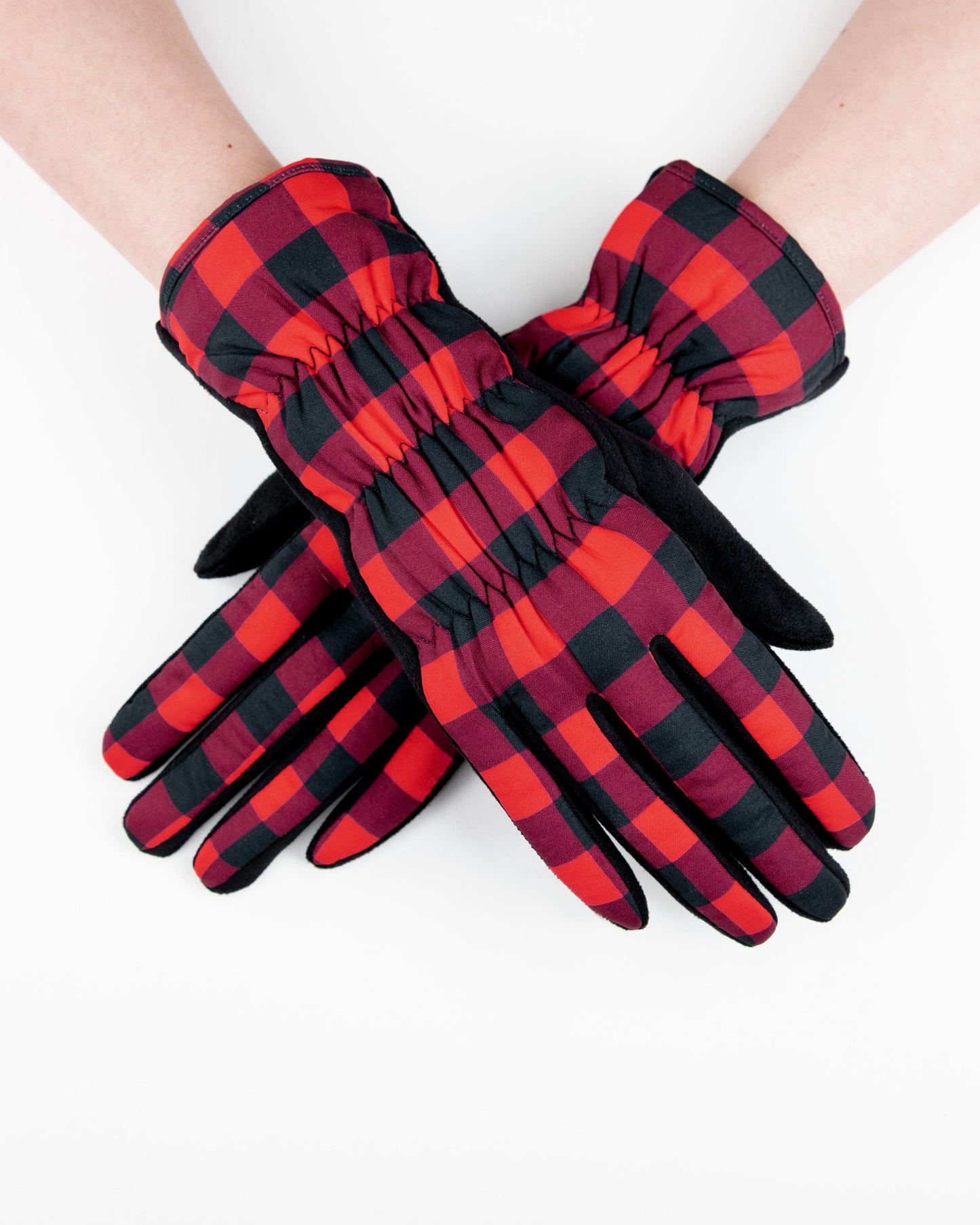 Boxy Plaid Puffer Gloves