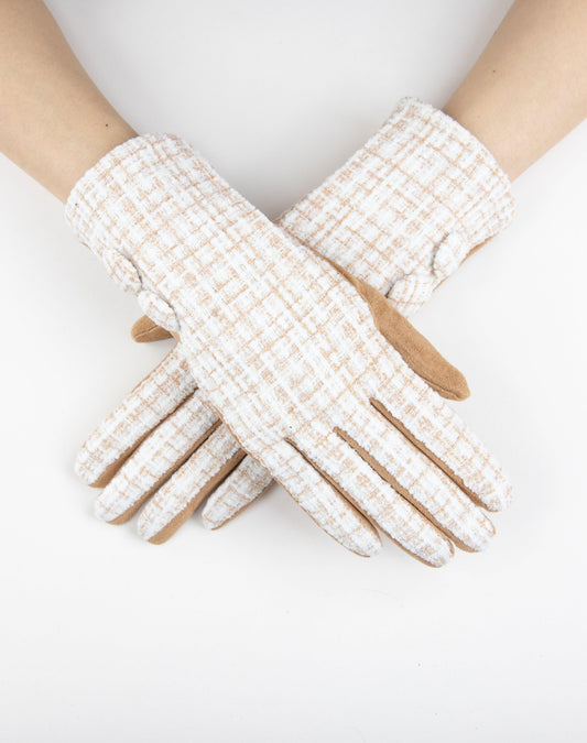 Plaid Pattern Tweed Touchscreen Gloves