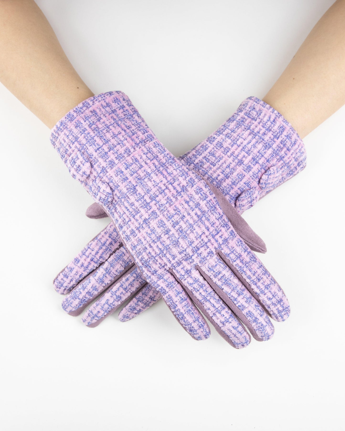 Plaid Pattern Tweed Touchscreen Gloves