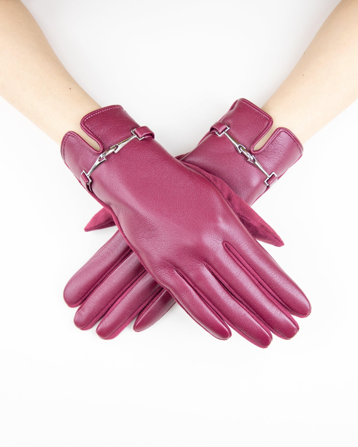 Faux Leather Gloves w/ Chain Link