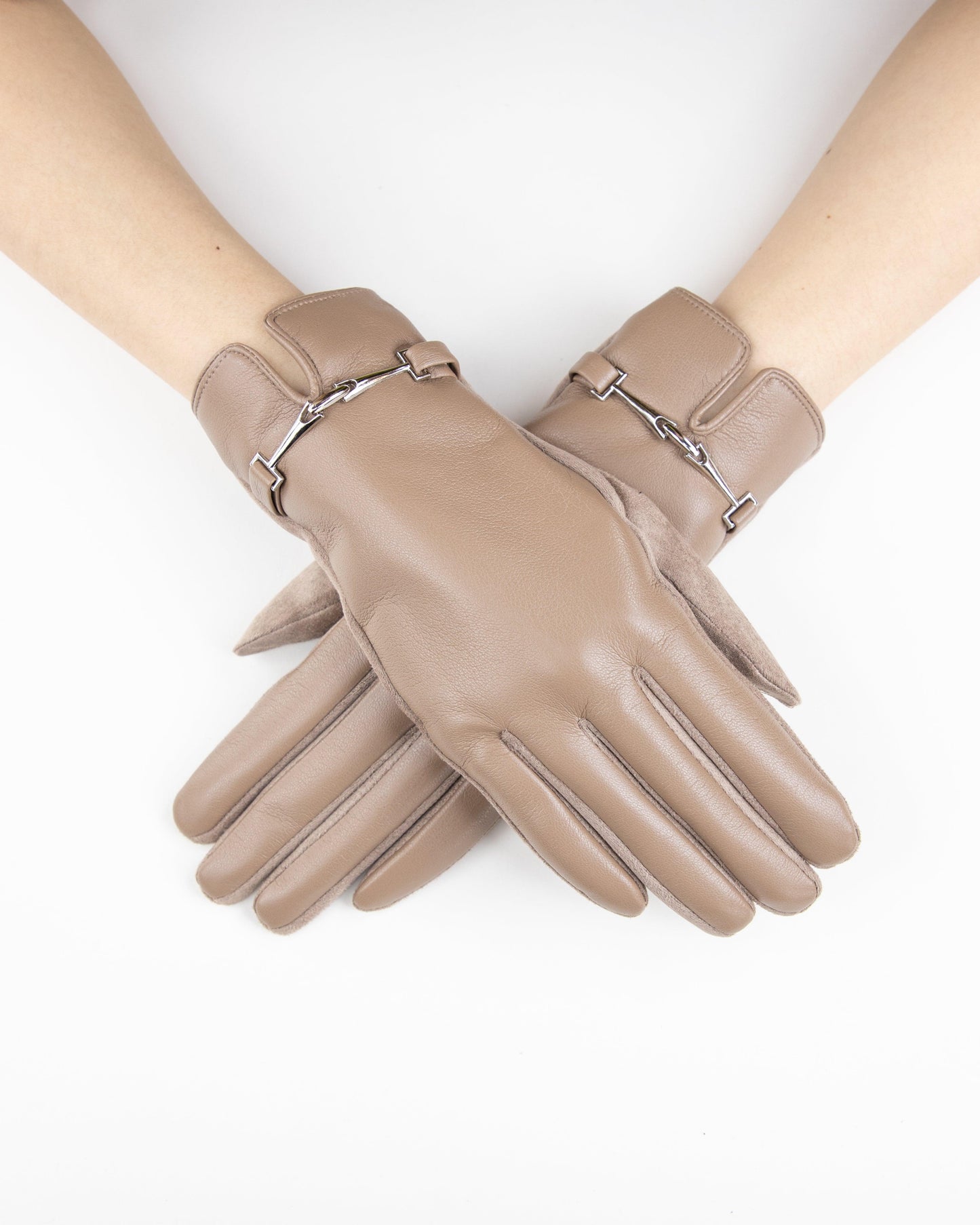 Faux Leather Gloves w/ Chain Link