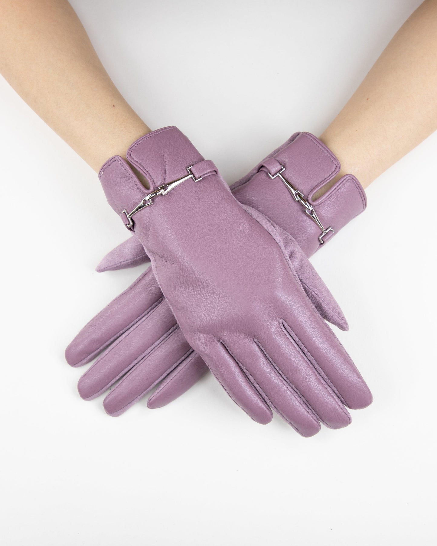 Faux Leather Gloves w/ Chain Link