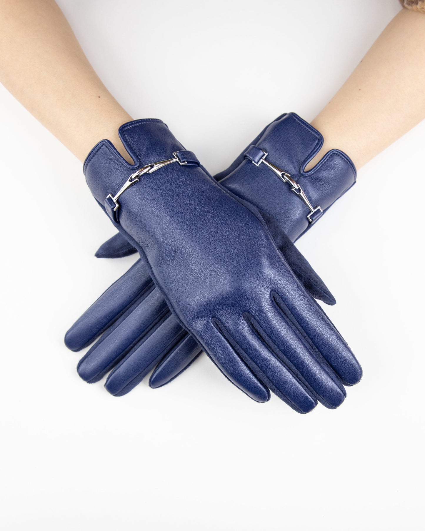 Faux Leather Gloves w/ Chain Link