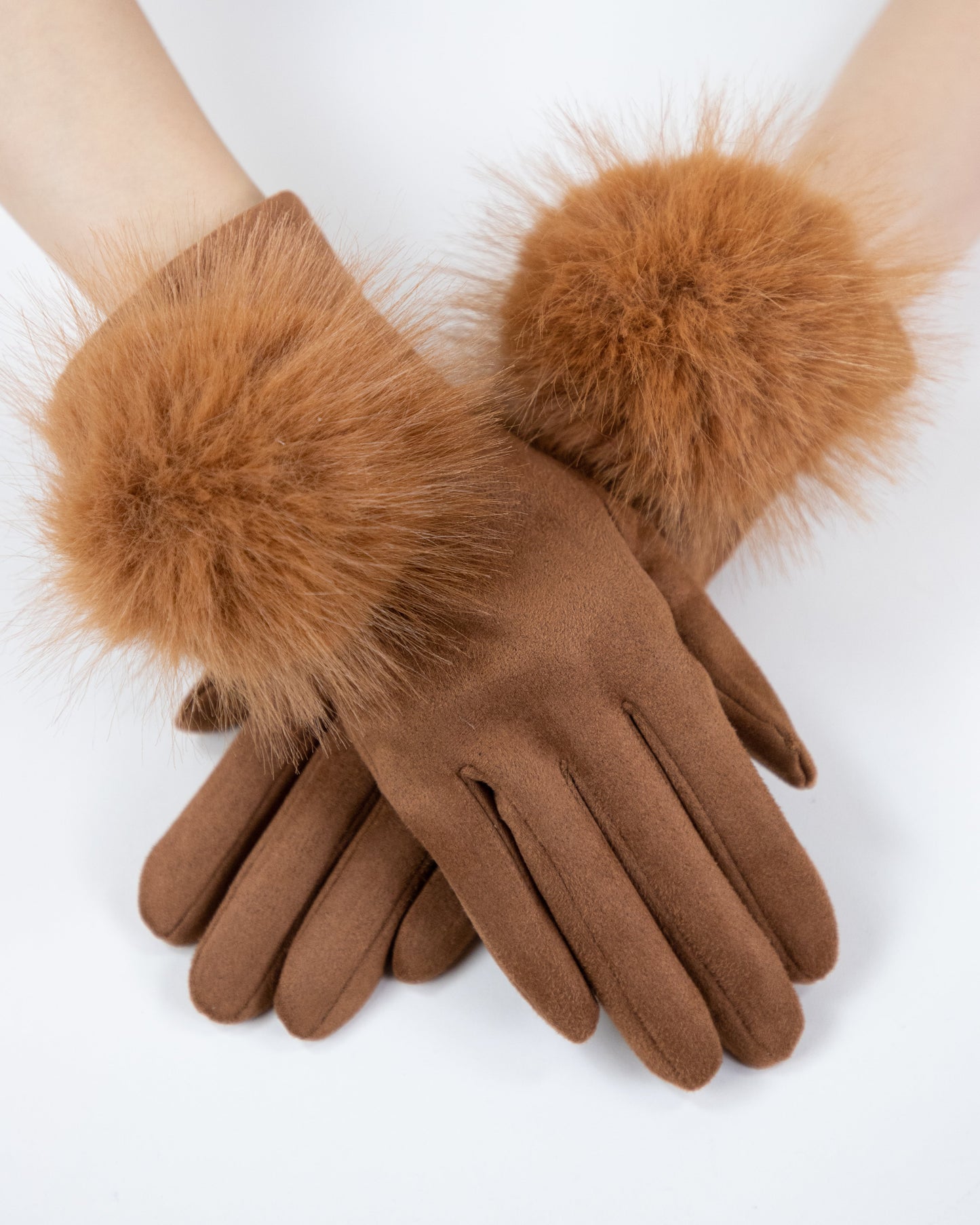 Faux Suede Gloves w/ Pom Pom Detail  (TS)