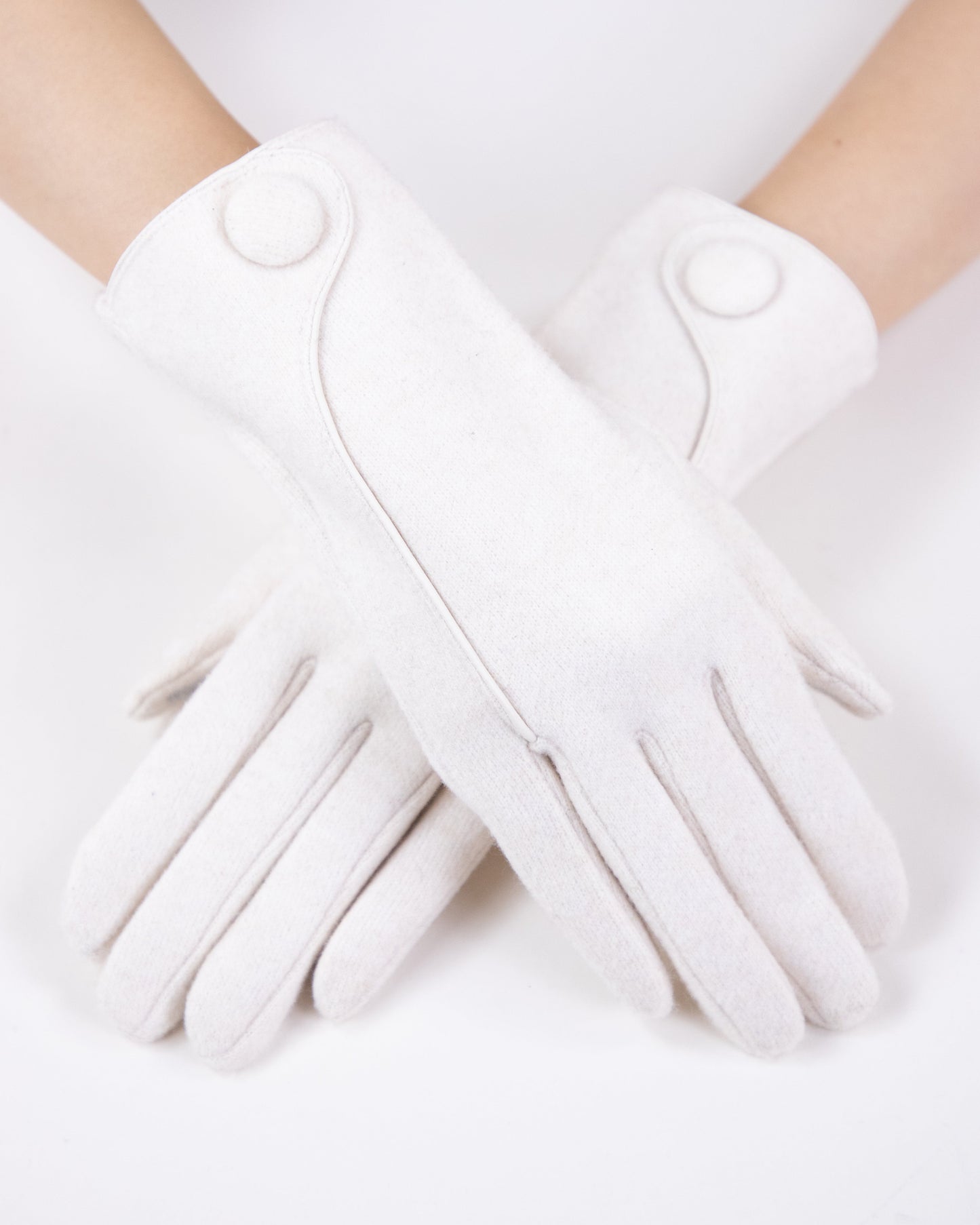 Wool Felted Gloves w/ Leather Seam and Button