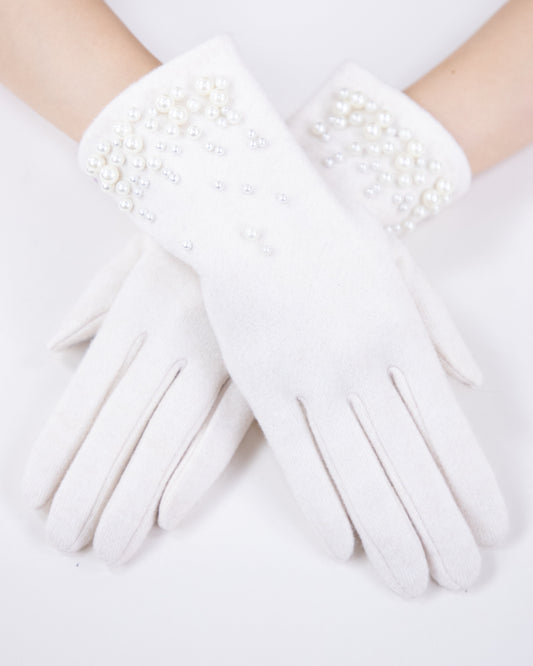 Wool Felted Gloves w/ Pearls  (TS)