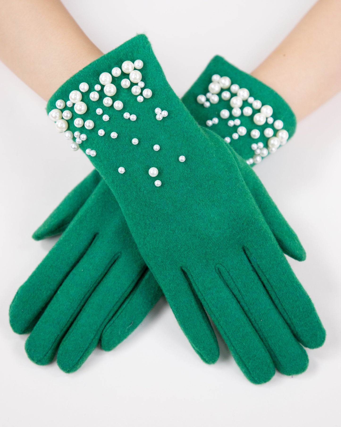 Wool Felted Gloves w/ Pearls  (TS)