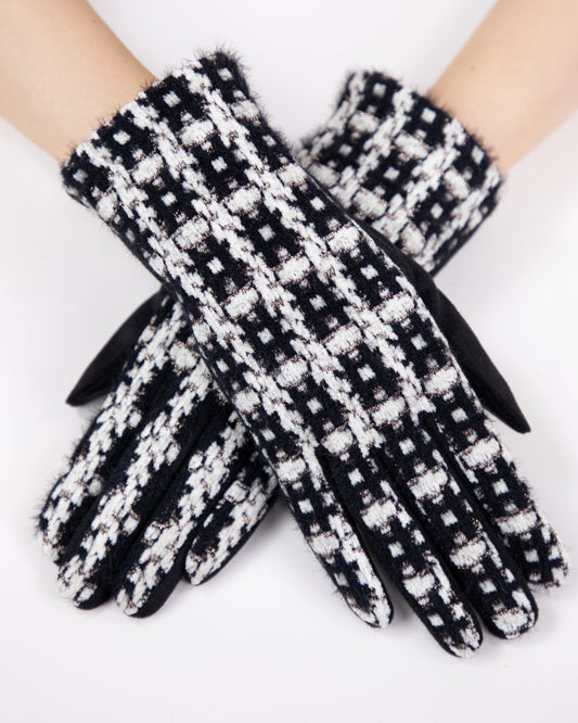 Plaid Tweed Gloves w/ Metallic Yarn Detail (TS)