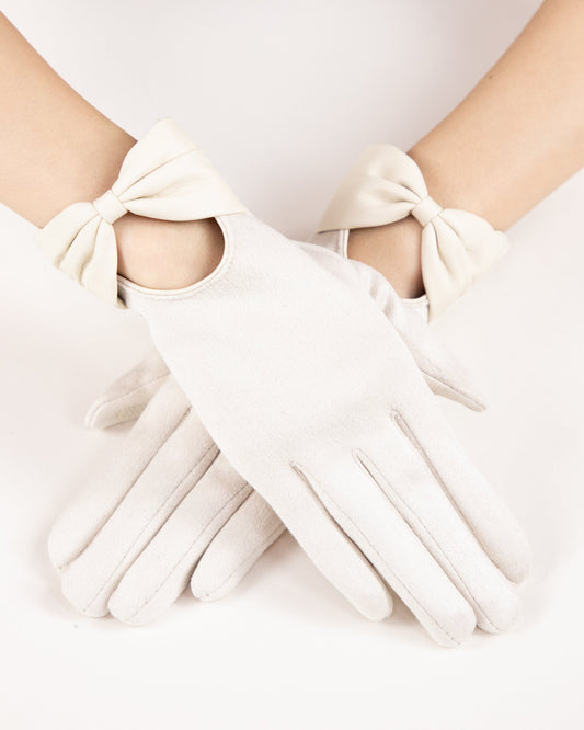 Bow Leatherette Touchscreen Gloves