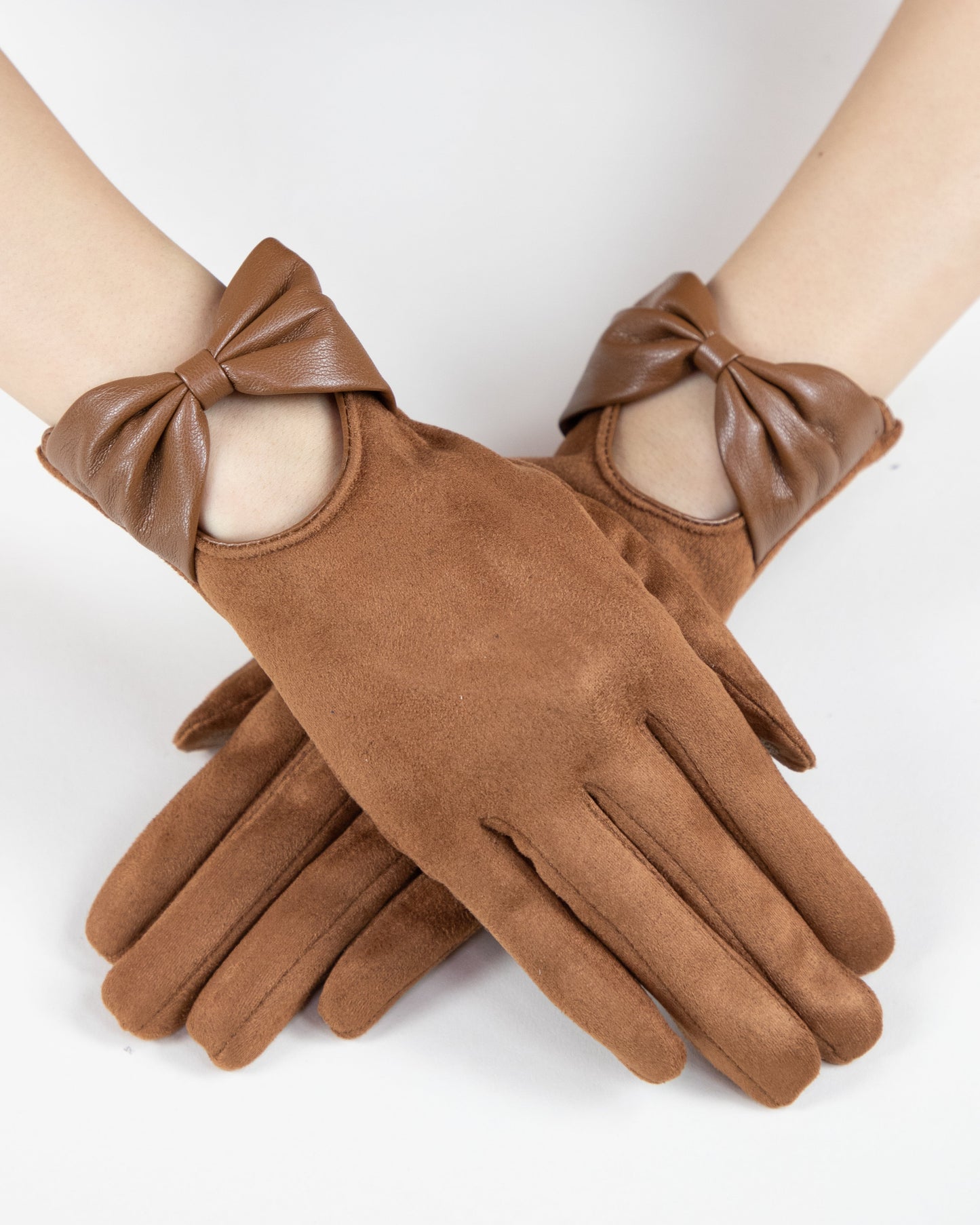 Bow Leatherette Touchscreen Gloves