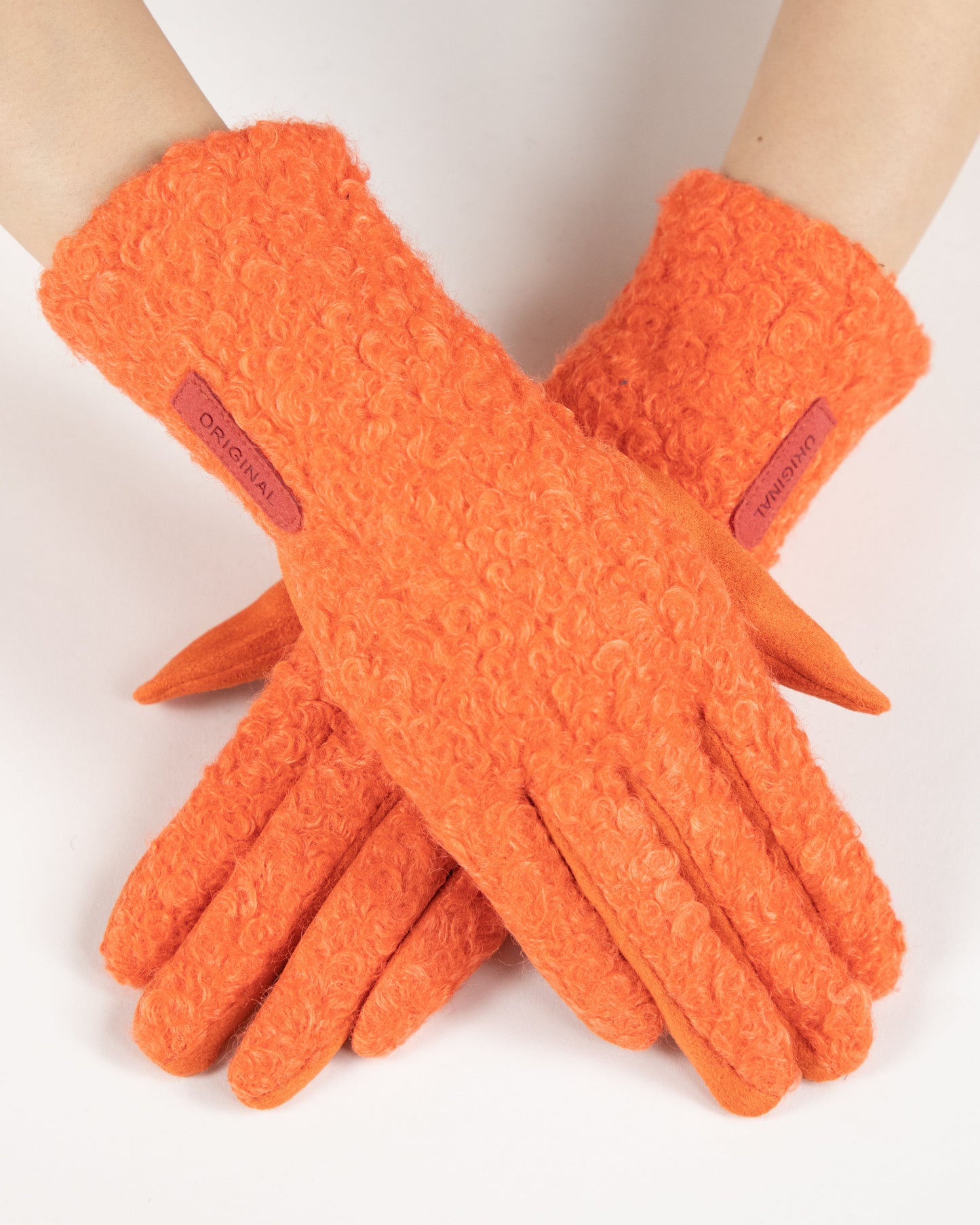 Bouclé and Faux Suede Logo Touchscreen Gloves