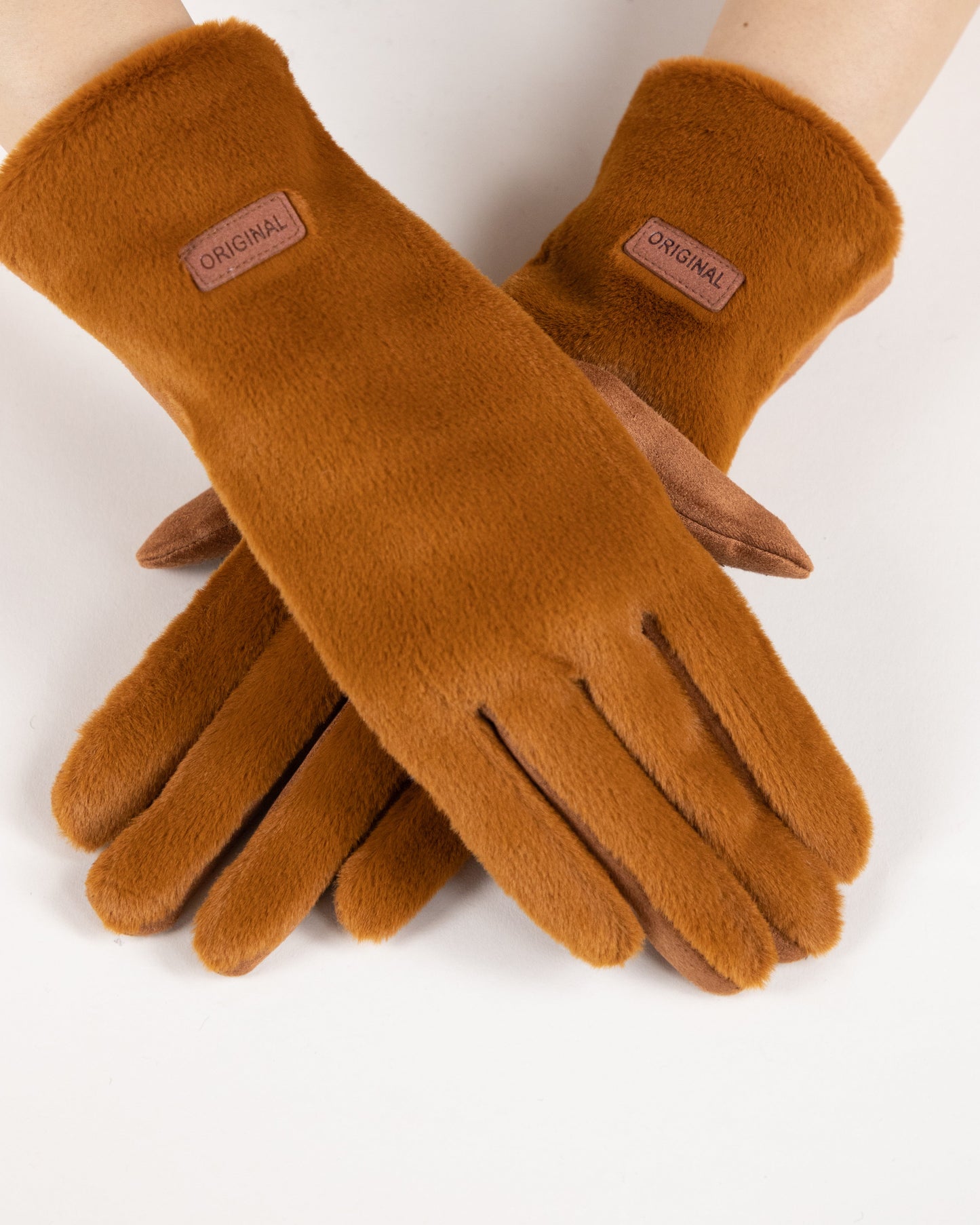 Soft Faux Fur Logo Gloves