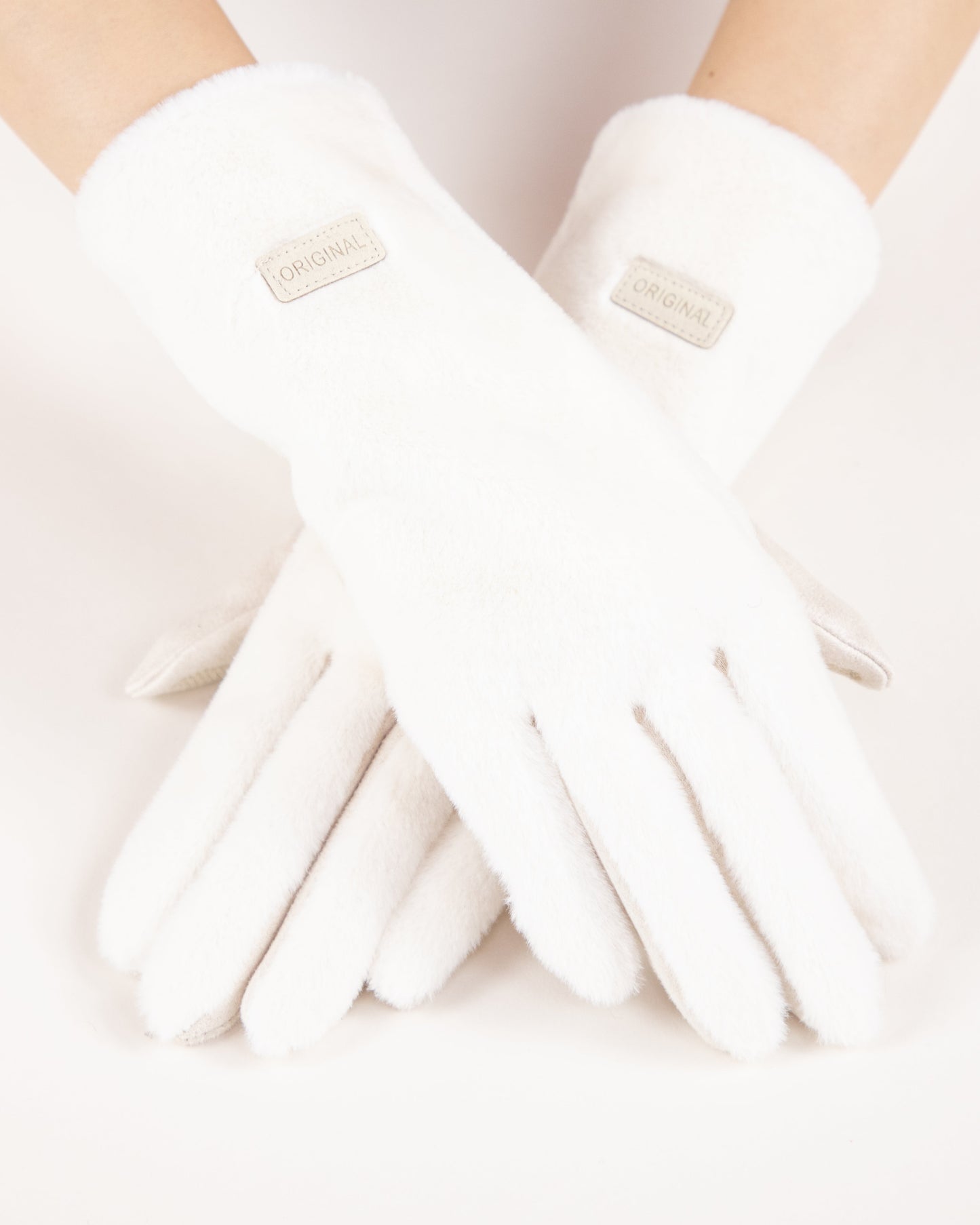 Soft Faux Fur Logo Gloves