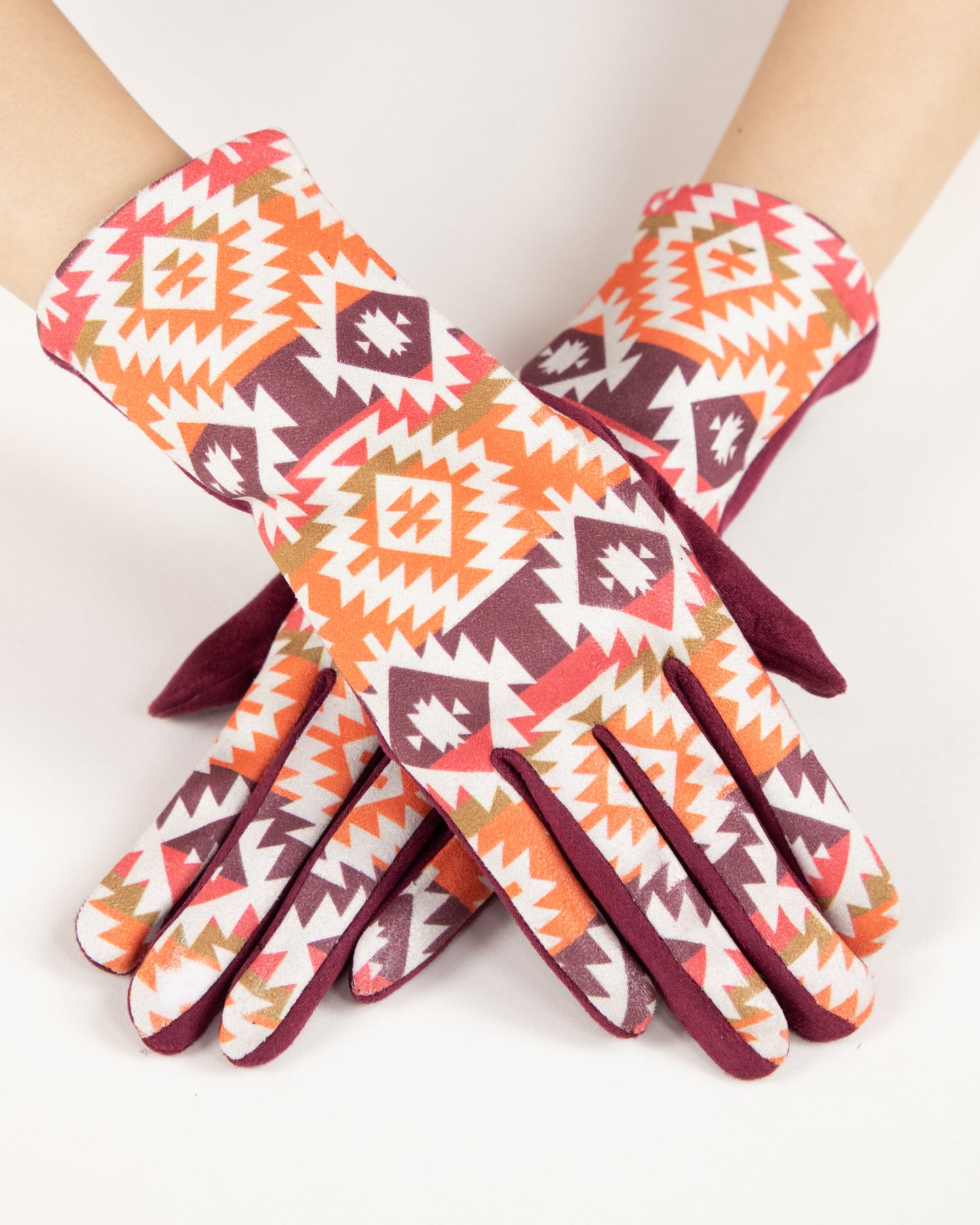 Geo Tribal Faux Suede Gloves (TS)