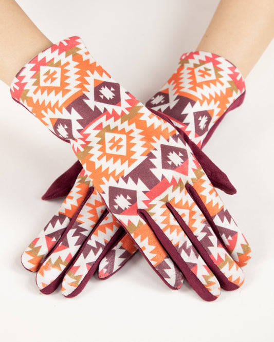 Geo Tribal Faux Suede Gloves (TS)