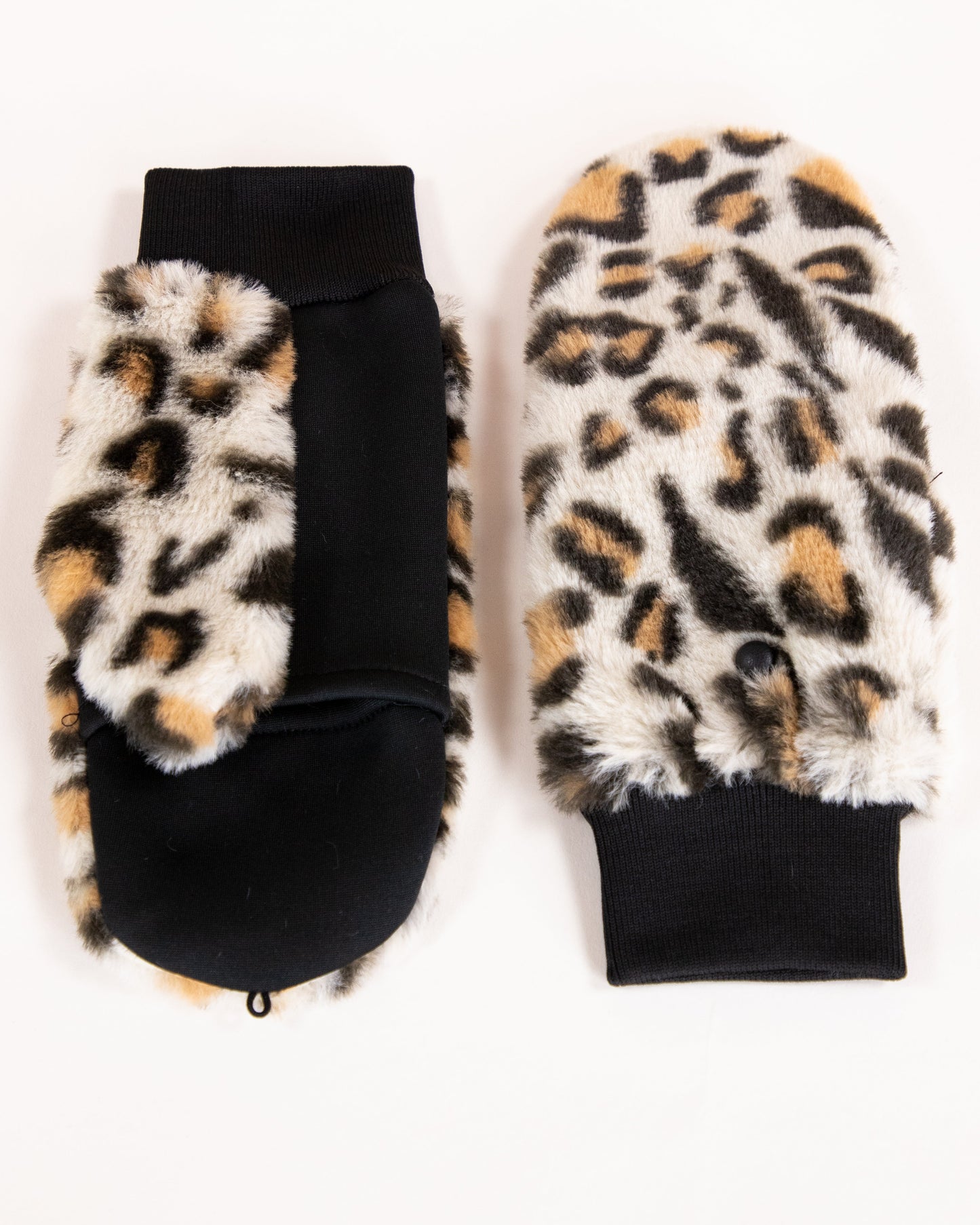 Leopard Faux Fur Convertible Mittens