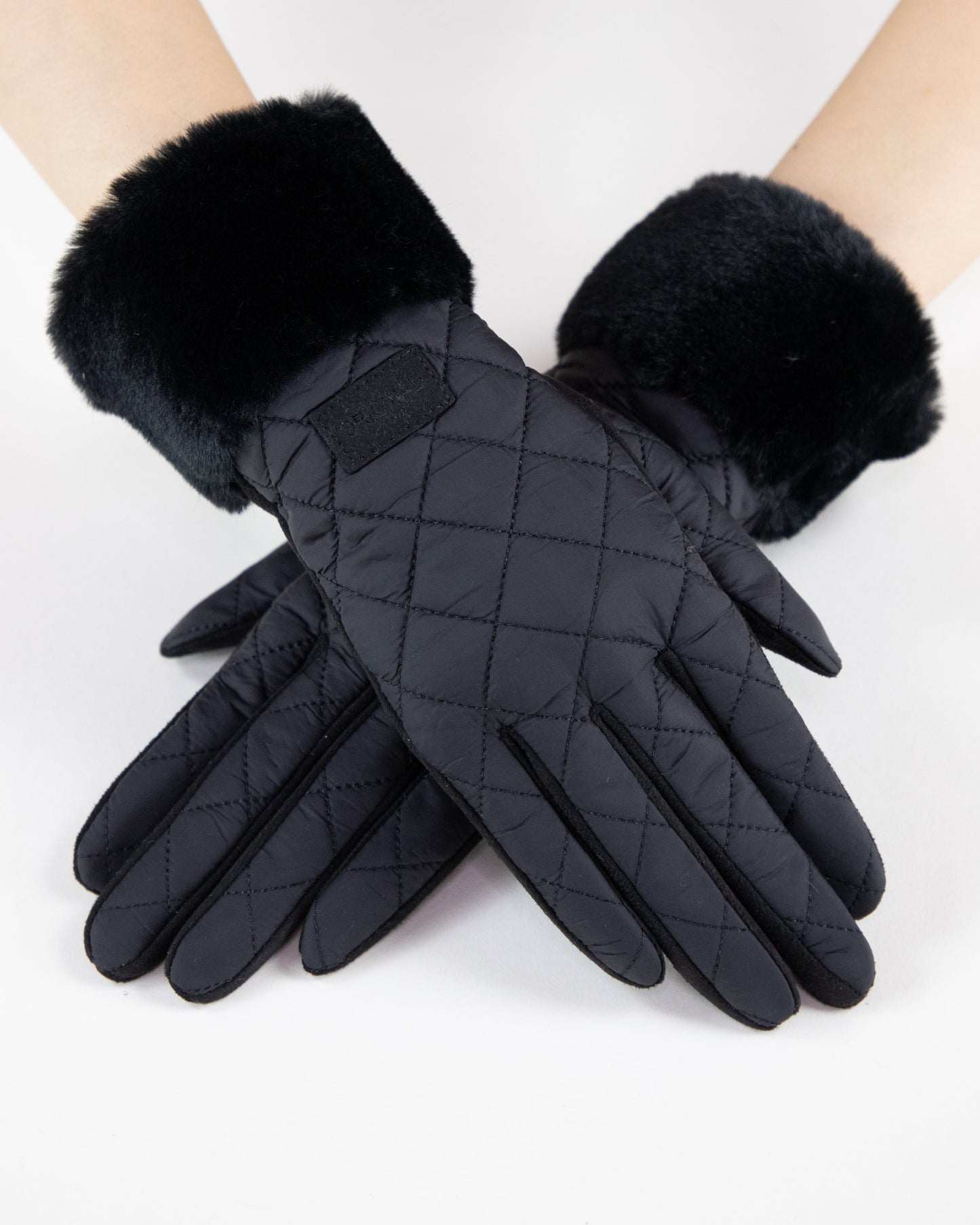 Quilted Texture Faux Fur Cuff Gloves (TS)