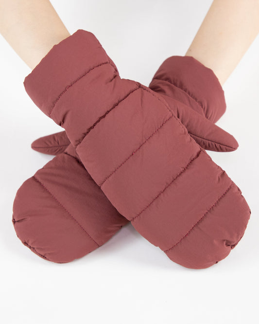 Solid Matte Ribbed Puffer Mittens