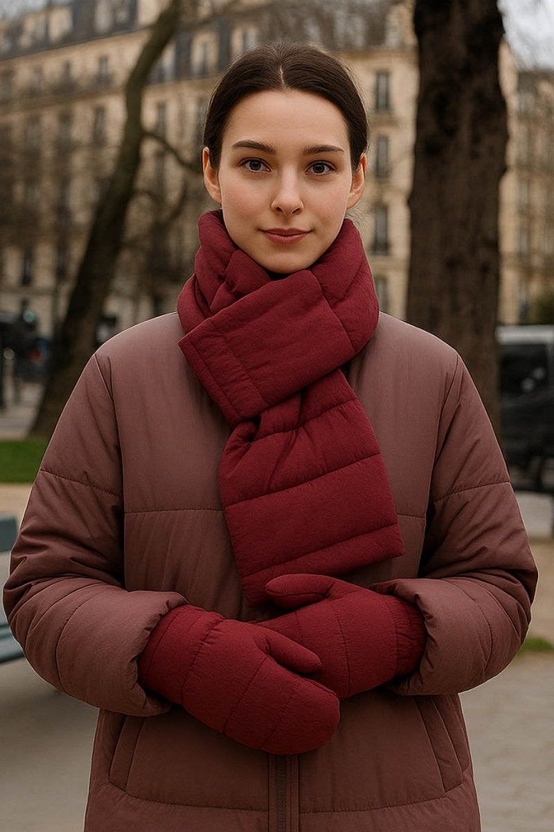 Solid Matte Ribbed Puffer Keyhole Scarf
