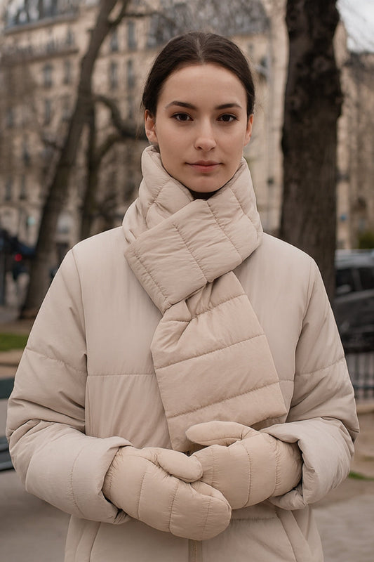 Solid Matte Ribbed Puffer Mittens