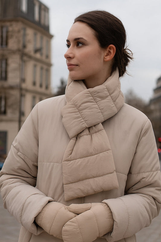 Solid Matte Ribbed Puffer Keyhole Scarf