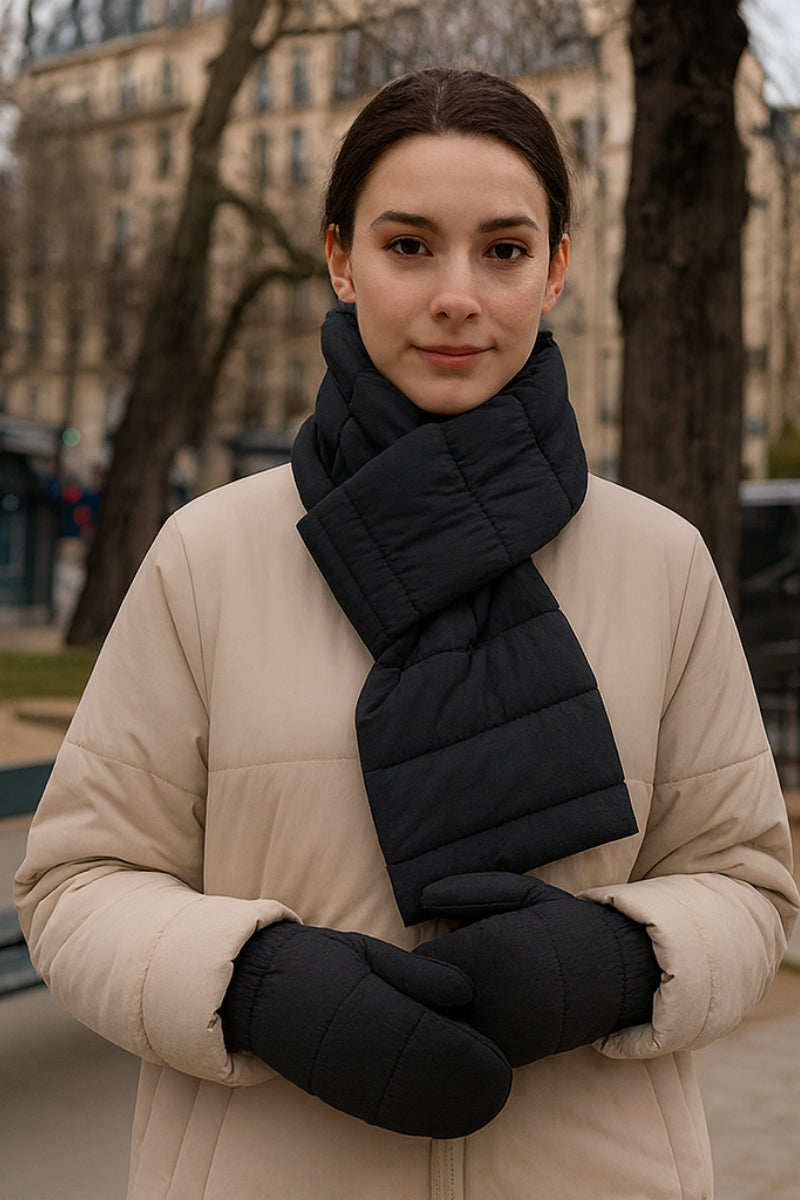 Solid Matte Ribbed Puffer Mittens