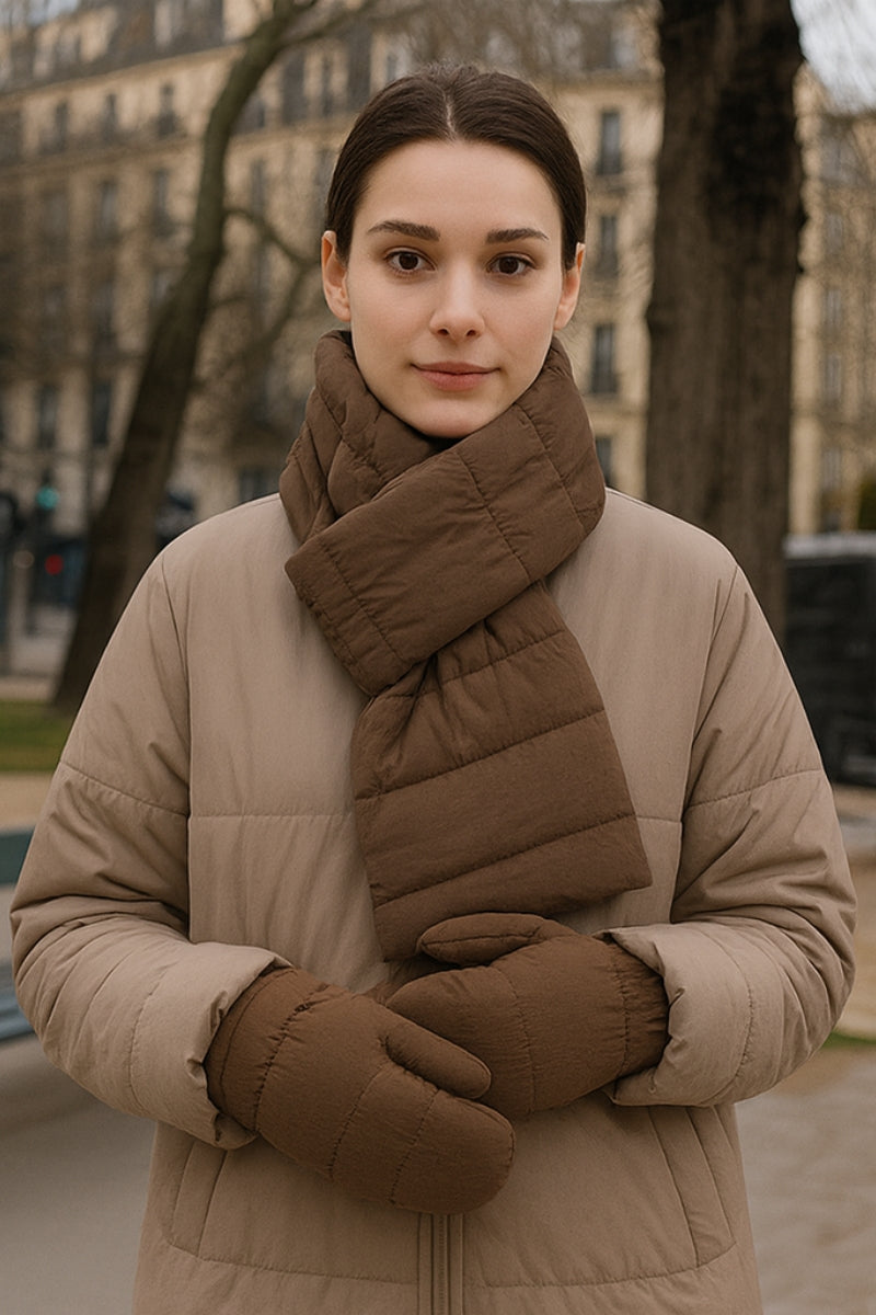 Solid Matte Ribbed Puffer Mittens