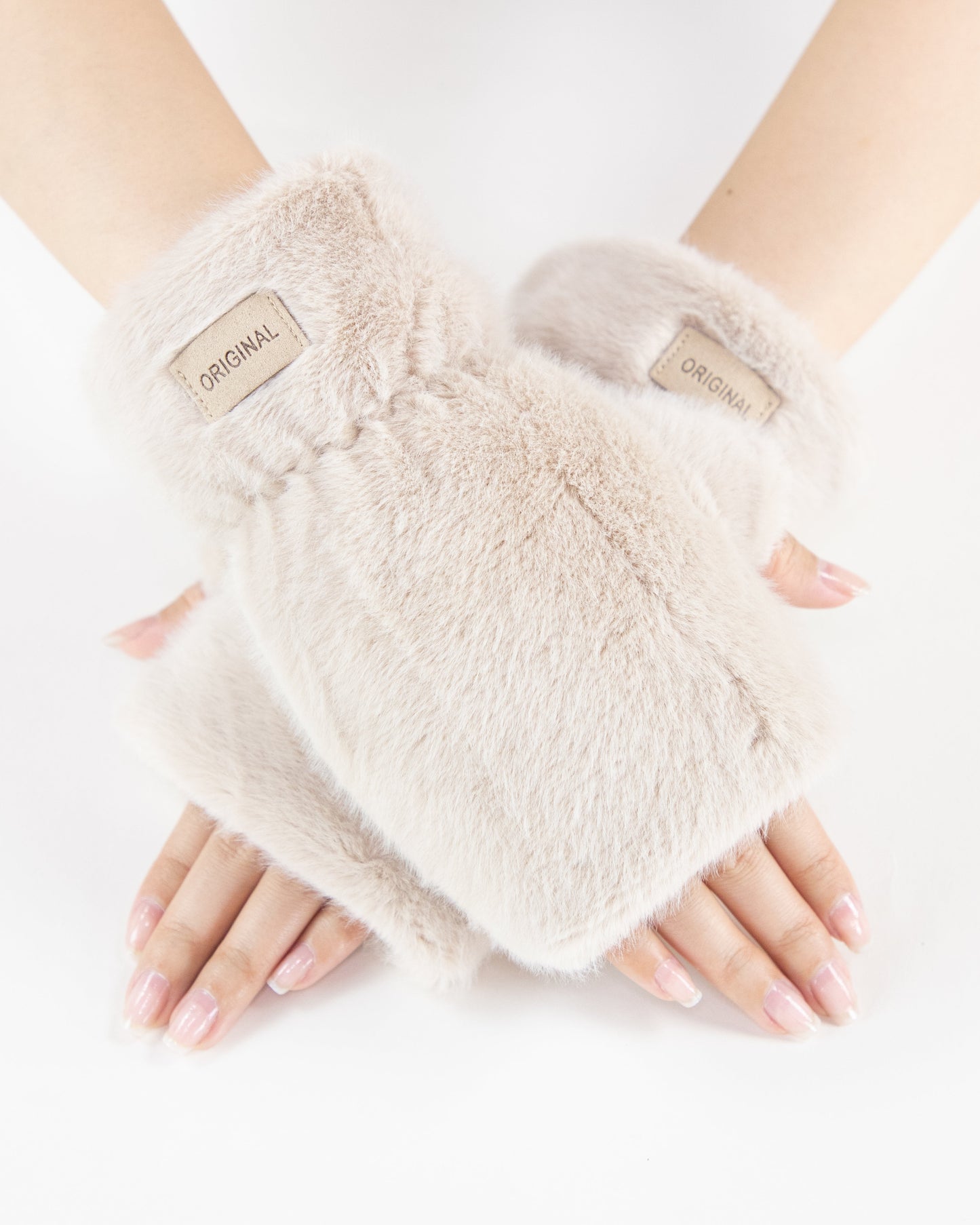 Teddy Fleece Fingerless Gloves