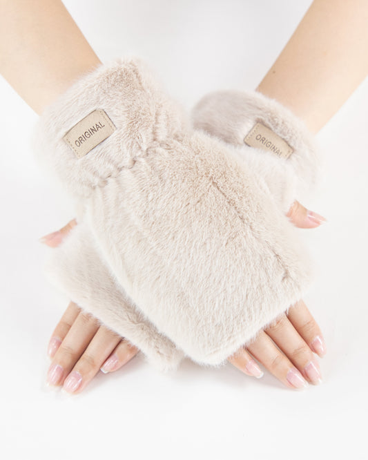 Teddy Fleece Fingerless Gloves
