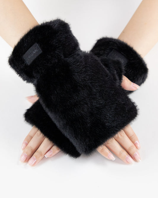 Teddy Fleece Fingerless Gloves