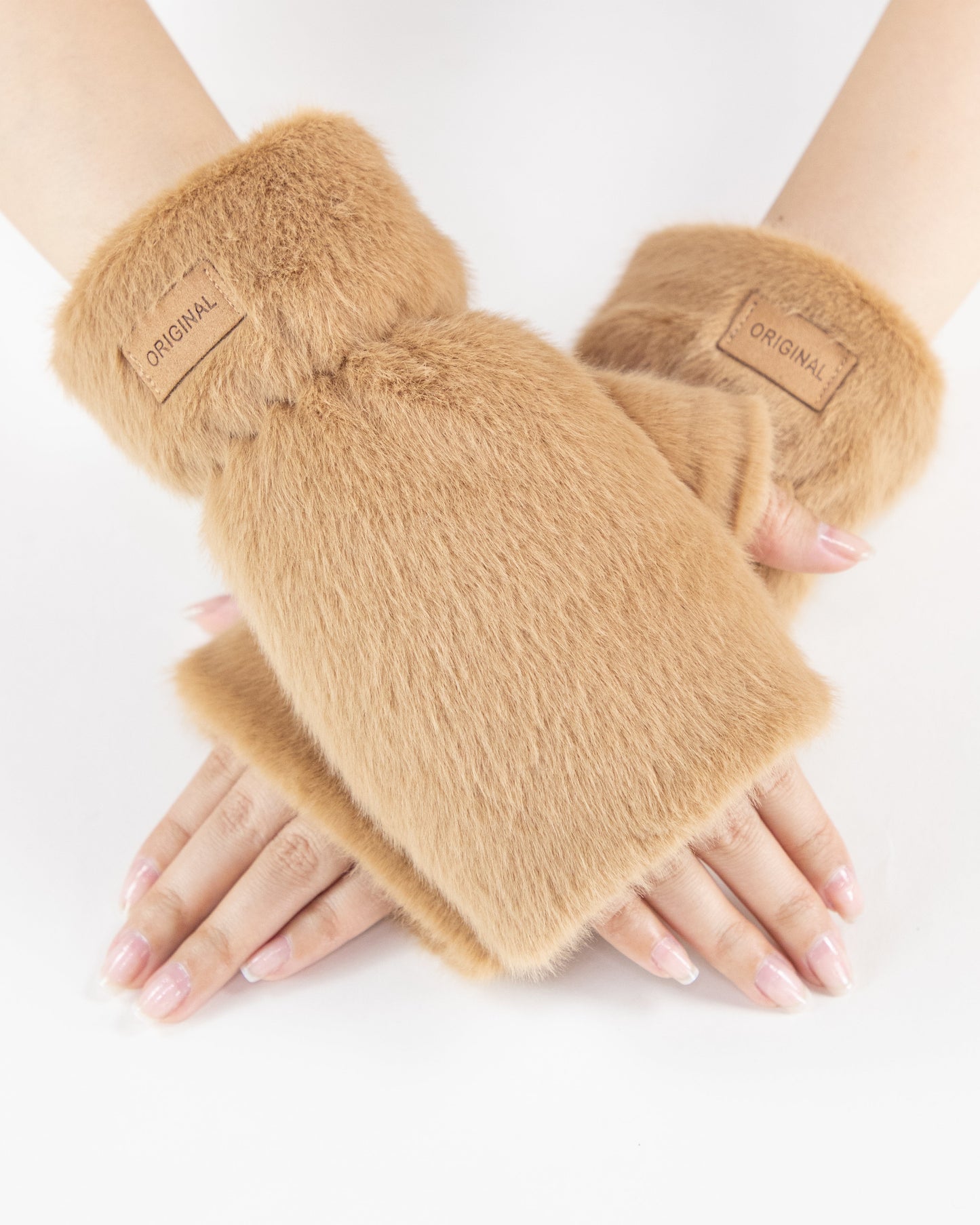 Teddy Fleece Fingerless Gloves
