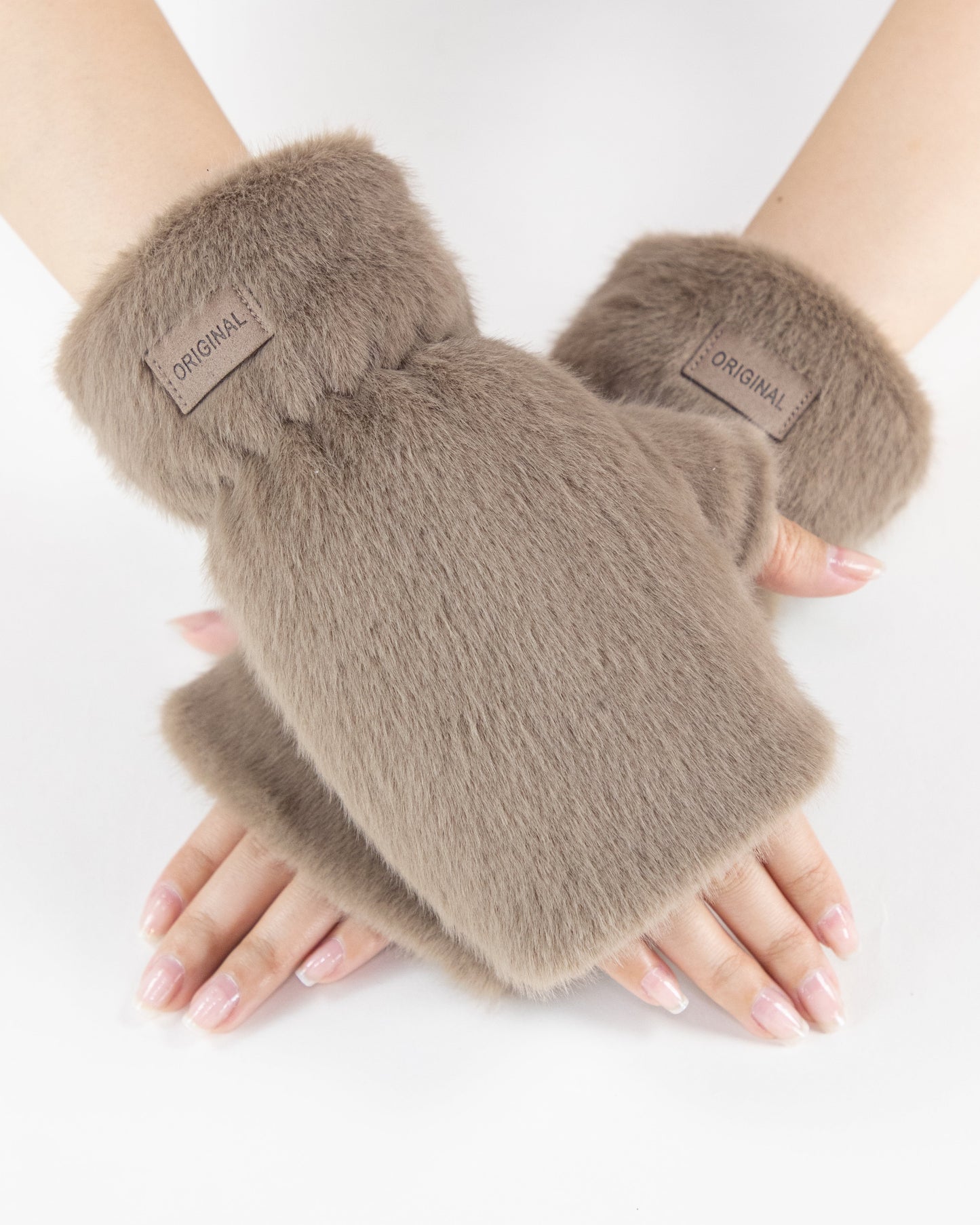 Teddy Fleece Fingerless Gloves