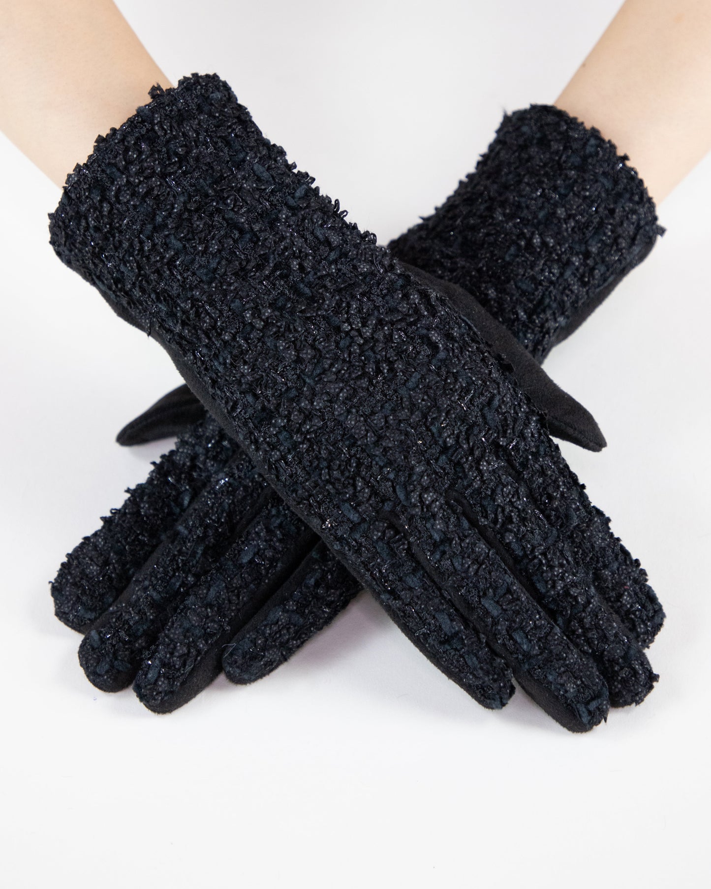 Shimmering Tweed Faux Suede Touchscreen Gloves