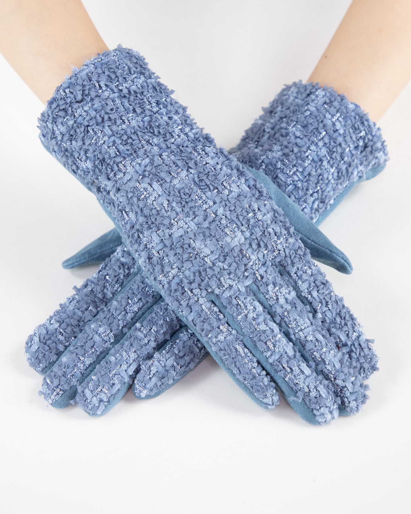 Shimmering Tweed Faux Suede Touchscreen Gloves