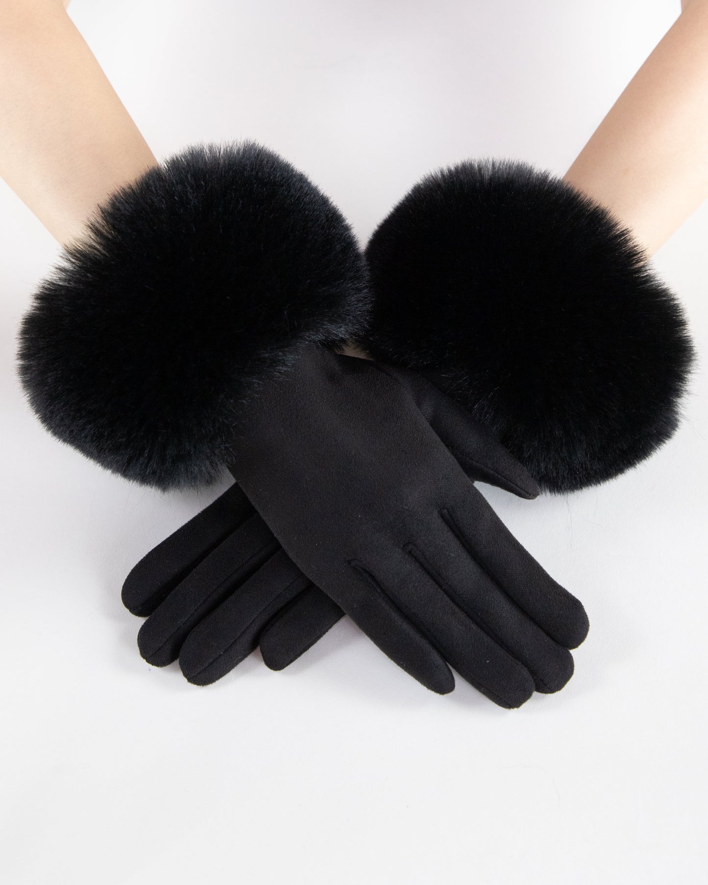 Luxe Suede Faux Fur Cuff Gloves (TS)