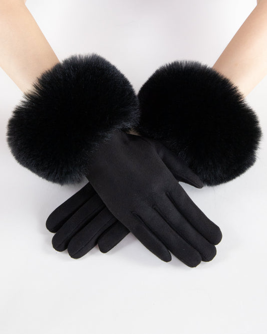 Luxe Suede Faux Fur Cuff Gloves (TS)