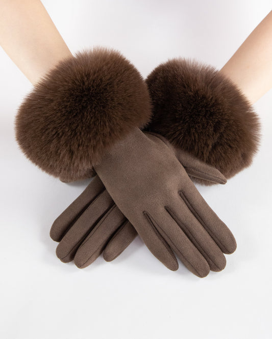 Luxe Suede Faux Fur Cuff Gloves (TS)