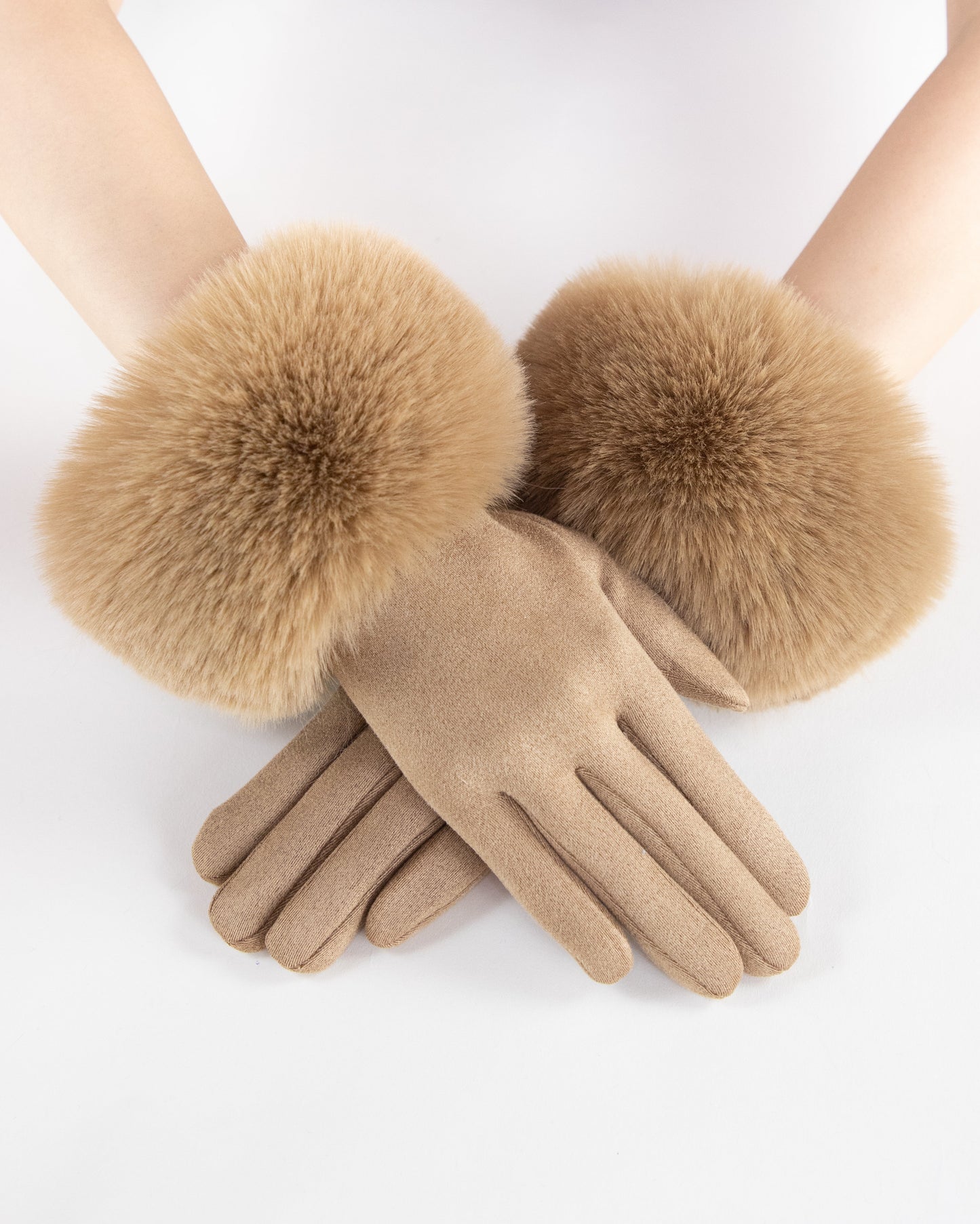 Luxe Suede Faux Fur Cuff Gloves (TS)