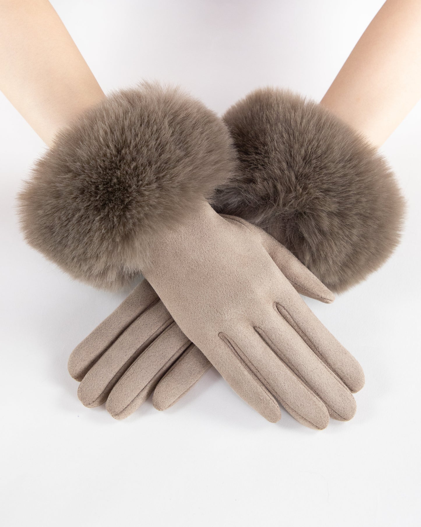 Luxe Suede Faux Fur Cuff Gloves (TS)