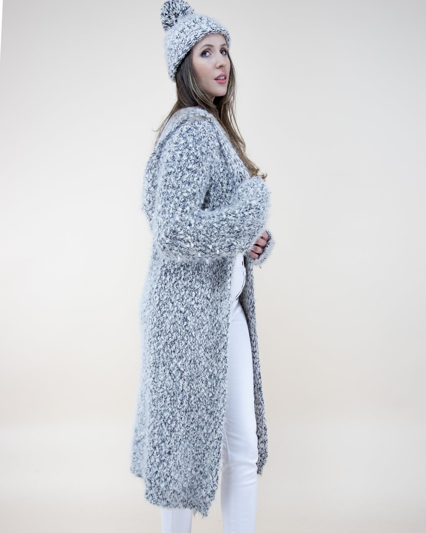 Long Sleeve 2 Tone Cardigan w/ Hood