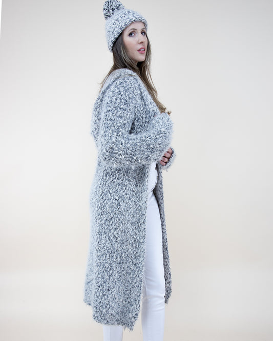Long Sleeve 2 Tone Cardigan w/ Hood