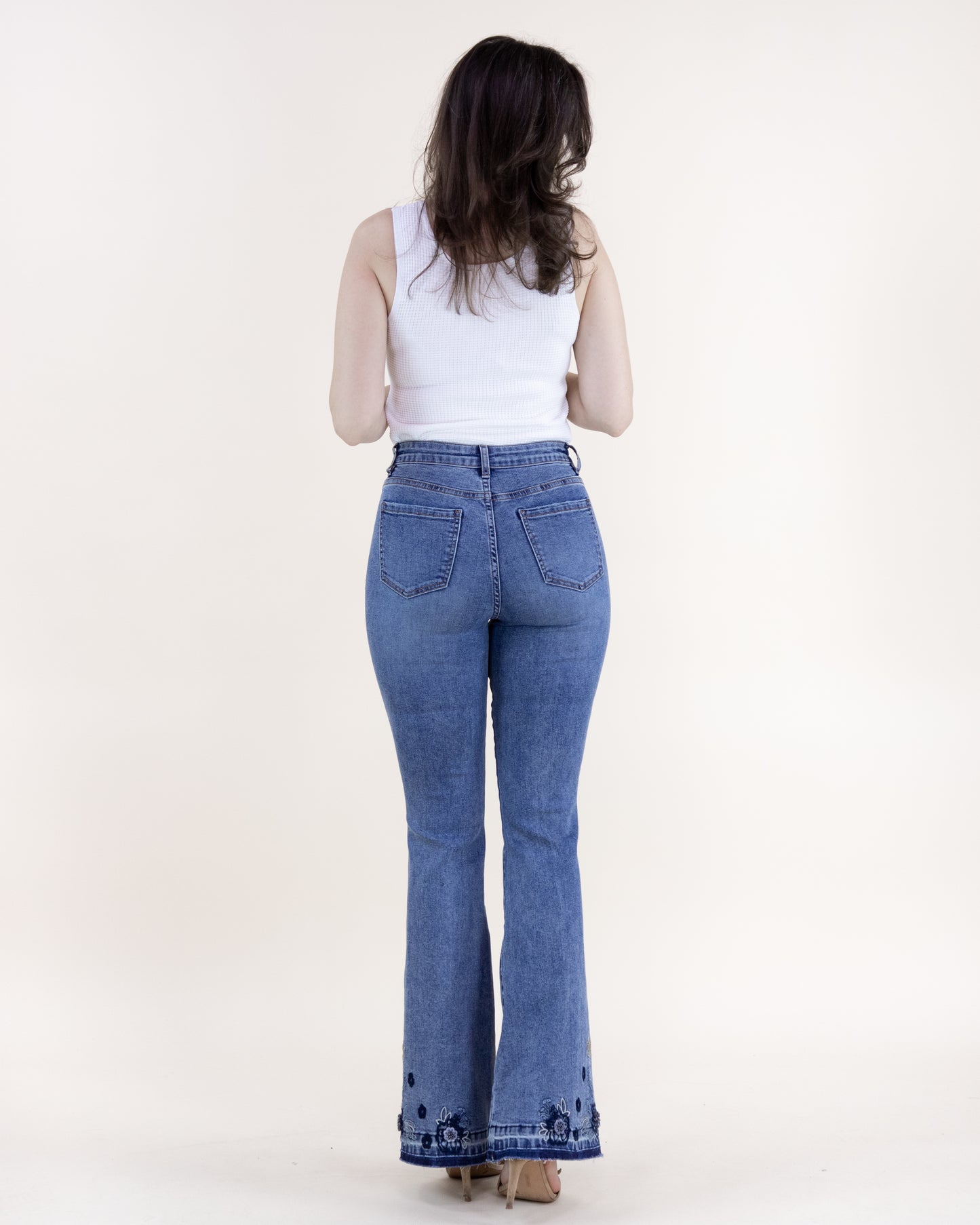 Floral Embroidered Flare Leg Jeans