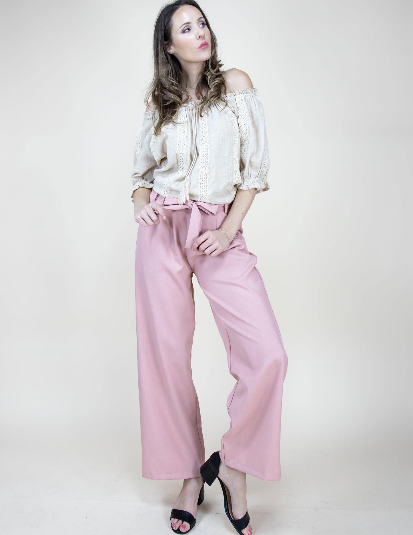 High Waisted Adjustable Drawstring Pants